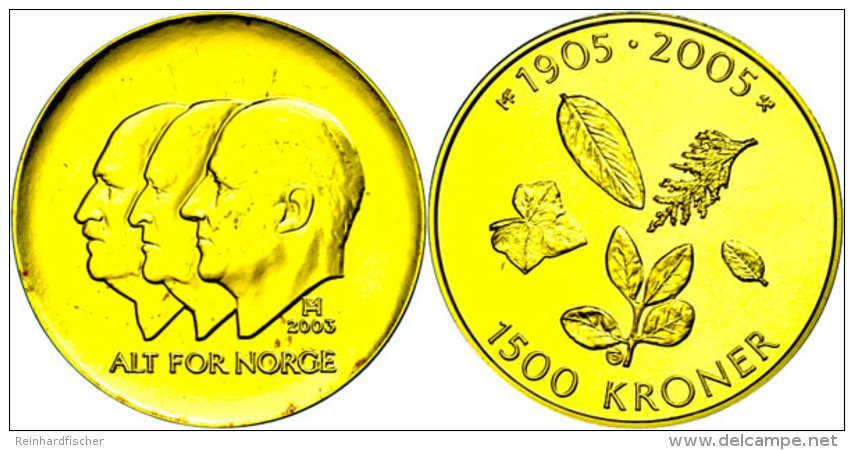 1500 Kroner, Gold, 2003, Landwirtschaft, KM 473, Sch&ouml;n 127, Im Holzetui Mit Kapsel Und Zertifikat, Fleckig,... - Norvège