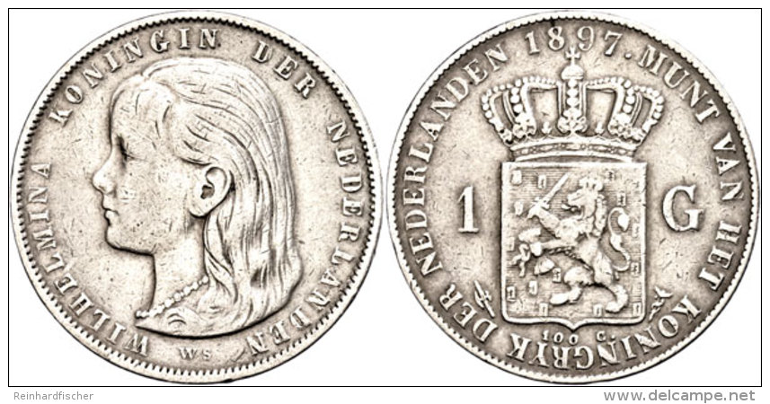 Gulden, 1897, Wilhelmina, Schulman 797, Kl. Rf., Ss.  SsGuilder, 1897, Wilhelmina, Schulman 797, Small Edge... - Other & Unclassified