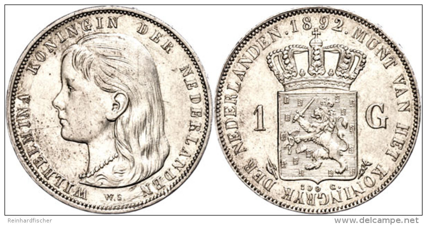 Gulden, 1892, Wilhelmina, Schulman 795, Kl. Rf., Berieben, F. Vz.  Guilder, 1892, Wilhelmina, Schulman 795,... - Other & Unclassified