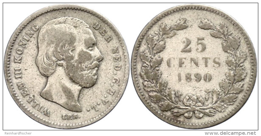 25 Cent, 1890, Wilhelm III., Ohne Punkt Hinter Jahre, Schulman 639var., S-ss.  S-ss25 Cent, 1890, Wilhelm III.,... - Other & Unclassified