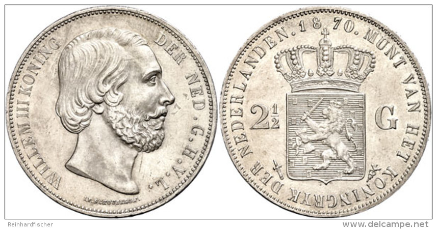 2 1/2 Gulden, 1870, Wilhelm III., Schulman 596, Avers Etwas Berieben, Kl. Rf., Vz+.  2 + Guilder, 1870, Wilhelm... - Other & Unclassified