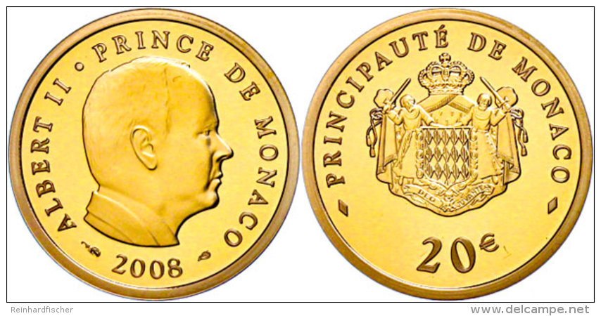 20 Euro, Gold, 2008, Albert II., Mit Zertifikat In Ausgabeschatulle, PP.  PP20 Euro, Gold, 2008, Albert II.,... - Other & Unclassified