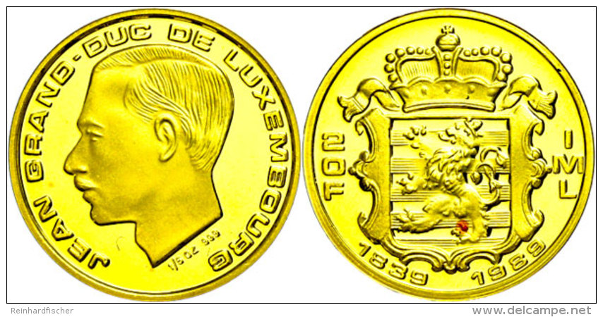 20 Francs, Gold, 1989, Jean, 150 Jahre Unabh&auml;ngigkeit, Fb. 12, Mit Zertifikat In Ausgabefolder, PP  PP20... - Luxembourg