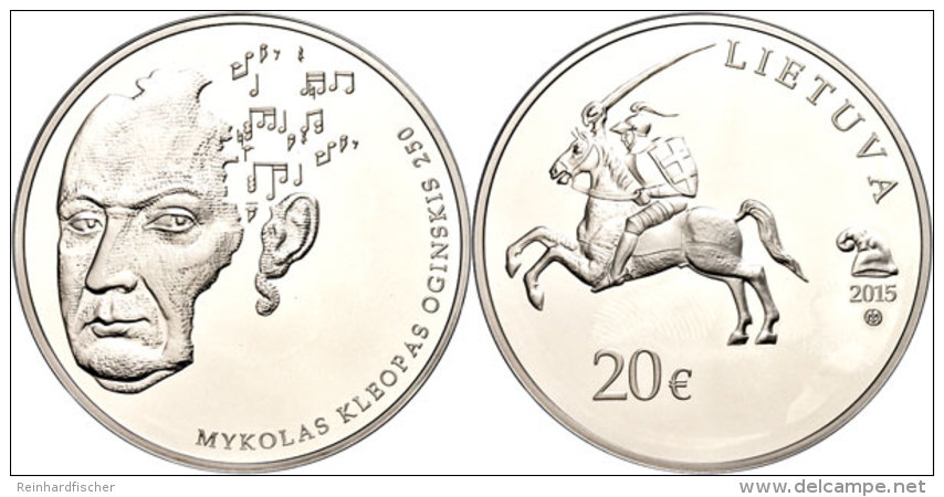 20 Euro, 2015, Mykolas Kelopas Oginskis, Im Papieretui Mit Kapsel Und Zertifikat, Auflage Nur 3.000 St&uuml;ck,... - Lithuania
