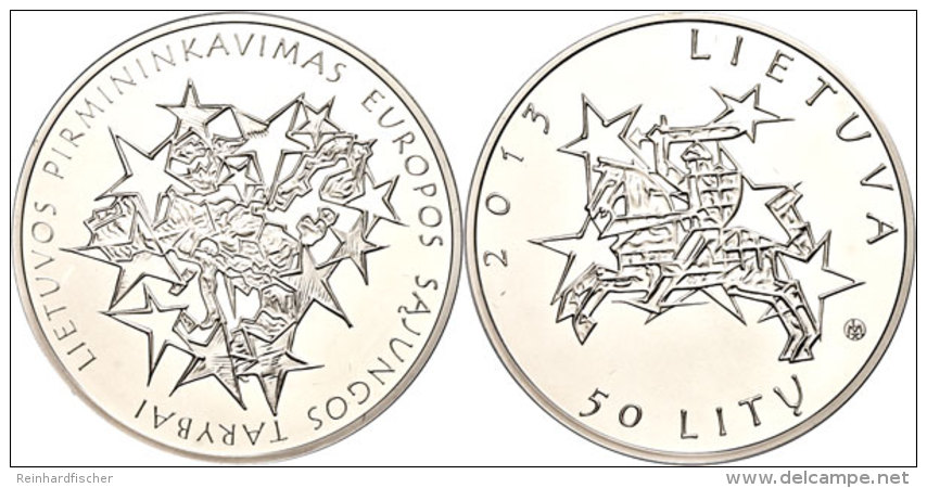 50 Litu, 2013, Litauer Pr&auml;sidentschaft Des Rates Der Europ&auml;ischen Union, Im Etui Mit Kapsel Und... - Lituanie