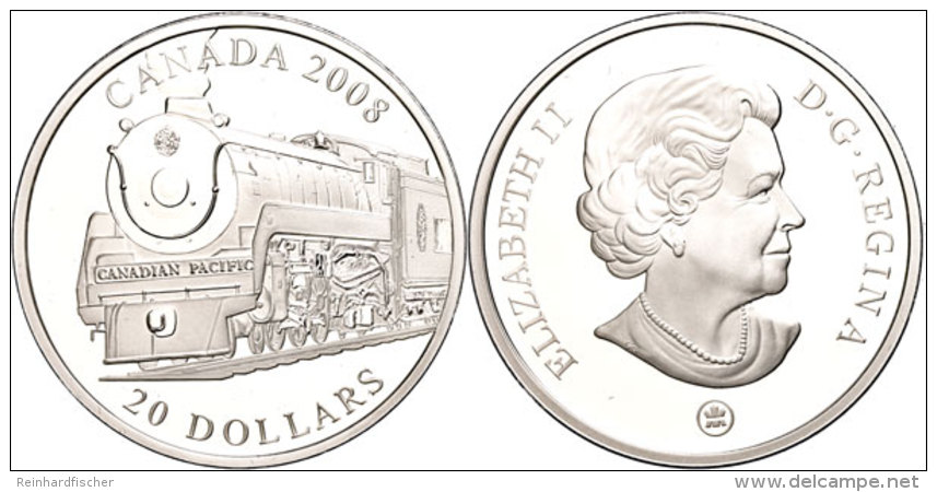 20 Dollars, 2008, Kanadische Lokomotiven - Royal Hudson, KM 809, Sch&ouml;n 780, Im Etui Mit OVP Und Zertifikat,... - Canada