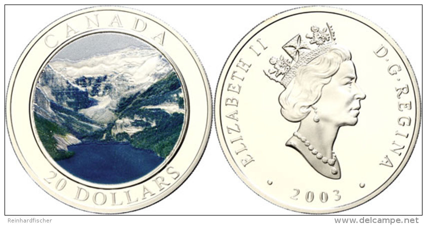 20 Dollars, 2003, Naturwunder - Rocky Mountains (Tampondruck), KM 523, Sch&ouml;n 496, Im Etui Mit OVP Und... - Canada