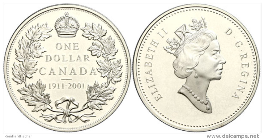 1 Dollar, 2001, 90 Jahre Dollarpr&auml;gung In Kanada, KM 434, Sch&ouml;n 417, Im Etui Mit OVP Und Zertifikat,... - Canada
