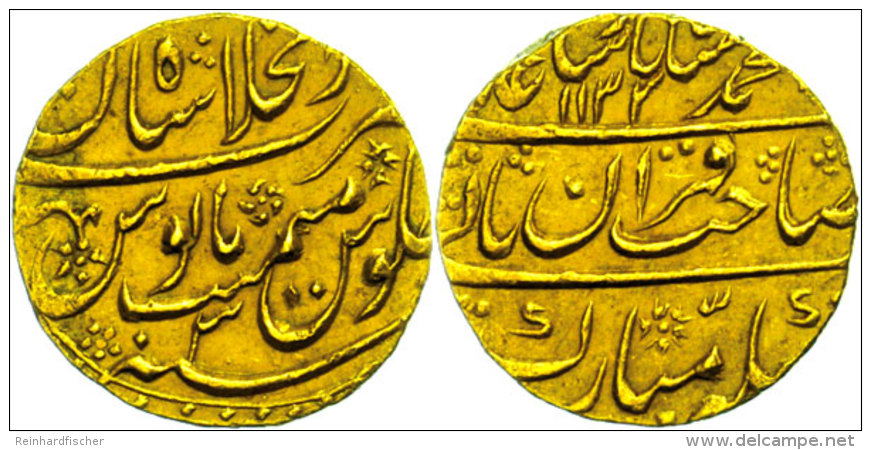 Mohur (10,89g), Gold, Muhammad Shah, 1719-1748, Ss-vz.  Ss-vzMohur (10, 89g), Gold, Muhammad Shah, 1719-1748,... - India