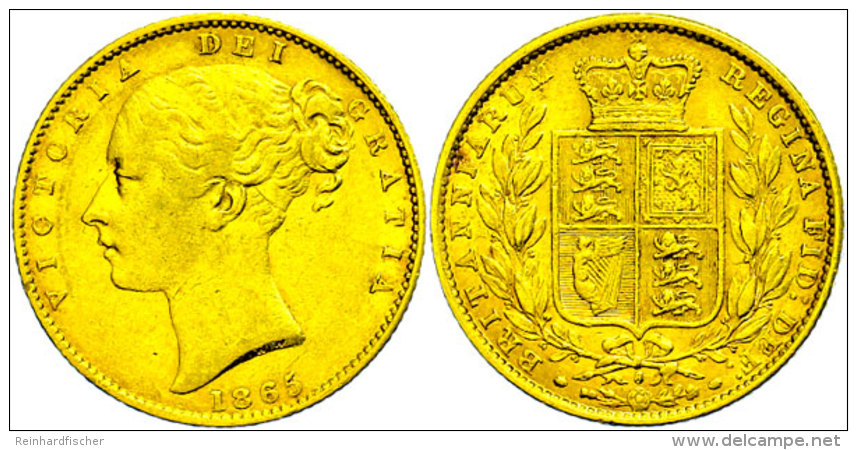 Sovereign, 1865, Victoria, Stempelnummer 8, Fb. 387i, Randfehler, Ss.  SsSovereign, 1865, Victoria, Stamp... - Other & Unclassified