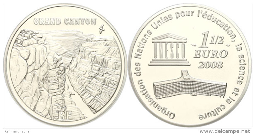 1,5 Euro, 2008, 60 Jahre UNESCO - Grand Canyon National Park, KM 1574, Sch&ouml;n 989, Im Etui Mit OVP Und... - Other & Unclassified