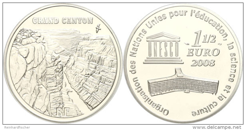 1,5 Euro, 2008, 60 Jahre UNESCO - Grand Canyon National Park, KM 1574, Sch&ouml;n 989, Im Etui Mit OVP Und... - Otros & Sin Clasificación