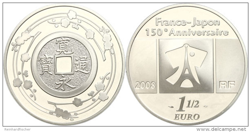 1,5 Euro, 2008, 150. Jahrestag Des Handelsvertrages Mit Japan - Cashm&uuml;nze, KM 1551, Sch&ouml;n 970, Im Etui... - Other & Unclassified