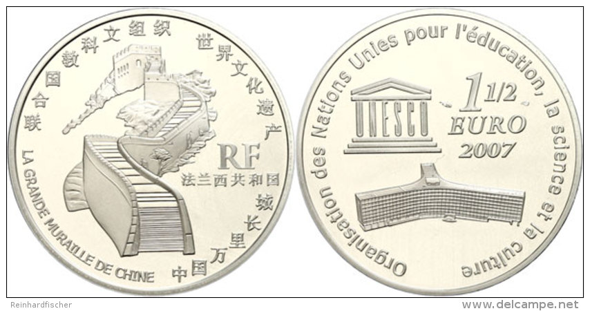 1,5 Euro, 2007, 60 Jahre UNESCO - Chinesische Mauer, Sch&ouml;n 919, Im Etui Mit OVP Und Zertifikat, Auflage Nur... - Autres & Non Classés