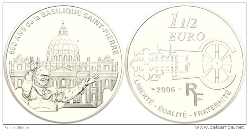 1,5 Euro, 2006, 500 Jahre Basilica Di San Pietro In Vaticano, KM 1455, Sch&ouml;n 845, Im Etui Mit OVP Und... - Autres & Non Classés