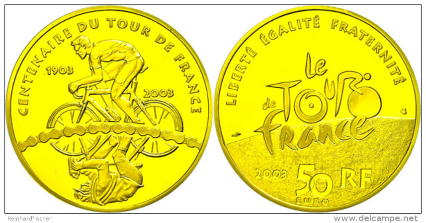 50 Euro, Gold, 2003, Tour De France, KM 1335, Mit Zertifikat In Ausgabeschatulle Und OVP (eingerissen Und Geklebt),... - Other & Unclassified