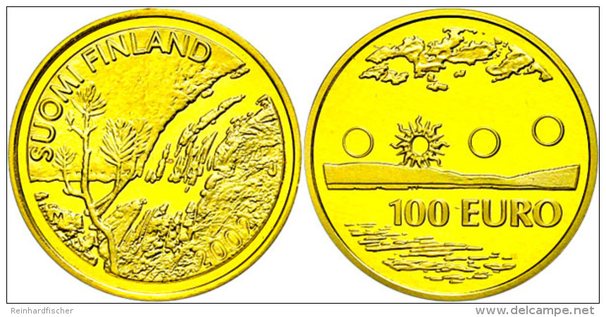 100 Euro, Gold, 2002, Lappland, Fb. 15, In Kapsel, PP.  PP100 Euro, Gold, 2002, Lapland, Fb. 15, In Capsule,... - Finland