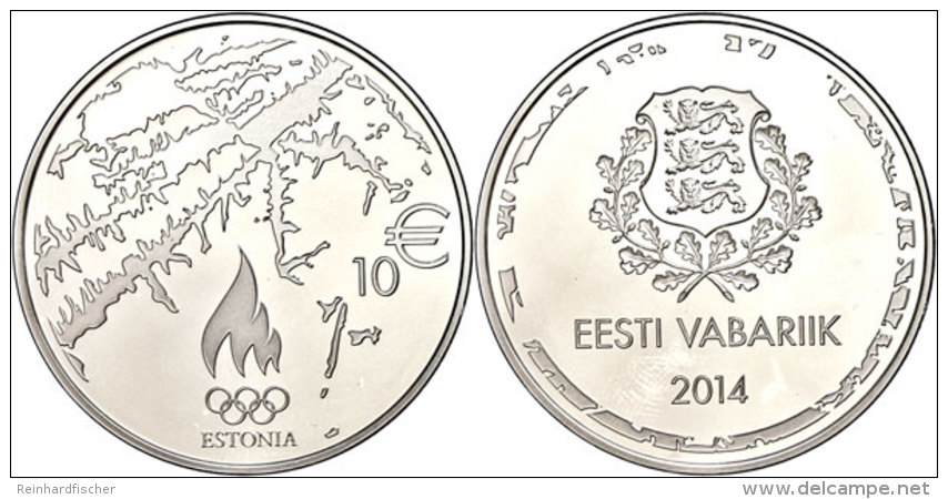 10 Euro, 2014, XXII. Olympische Spiele In Sochi, Im Etui Mit Kapsel Und Zertifikat, Auflage Nur 7.500 St&uuml;ck,... - Estonia