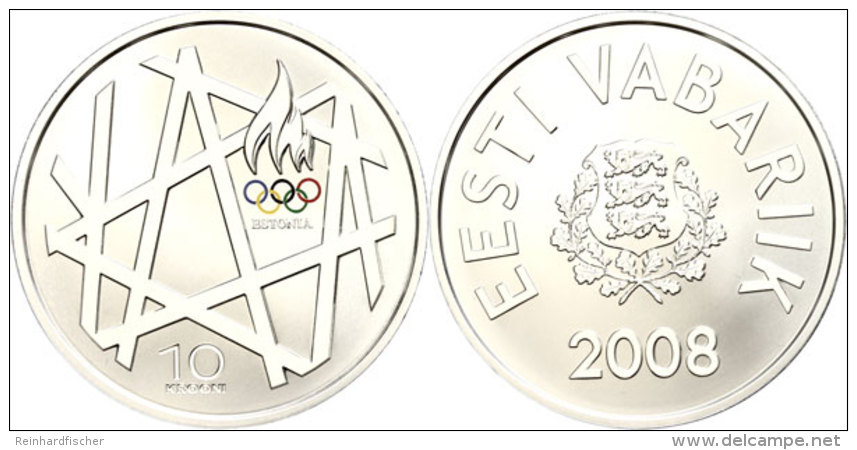 10 Krooni, 2008, XXIX. Olympiade In Beijing, KM 48, Sch&ouml;n 49, Im Etui Mit Kapsel Und Zertifikat, Auflage Nur... - Estonia