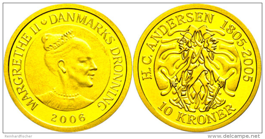 10 Kronen, Gold, 2006, Geschichte Vom Schatten, 7,78g Fein, KM 910, Mit Zertifikat In Ausgabeschatulle, PP. ... - Denmark