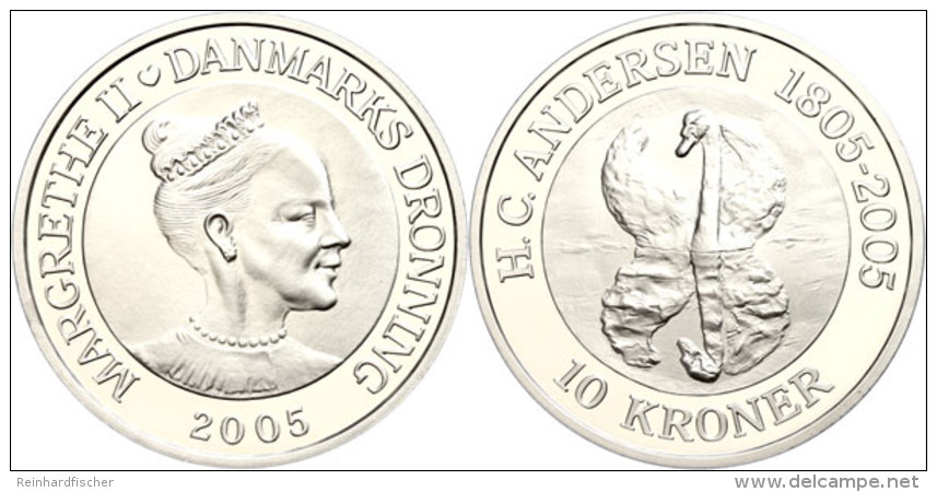 10 Kronen, 2005, Das H&auml;ssliche Entlein, KM 906, Mit Zertifikat In Ausgabeschatulle, PP.  PP10 Coronas,... - Denmark