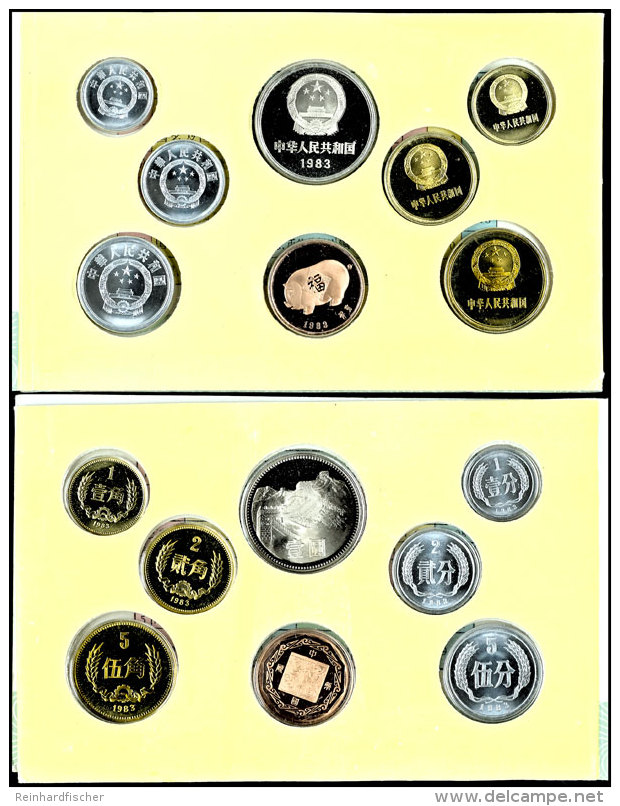 1 Fen Bis 1 Yuan, 1983, Kursm&uuml;nzensatz, Im Folder (besto&szlig;en), PP.  PP1 Fen Till 1 Yuan, 1983,... - China
