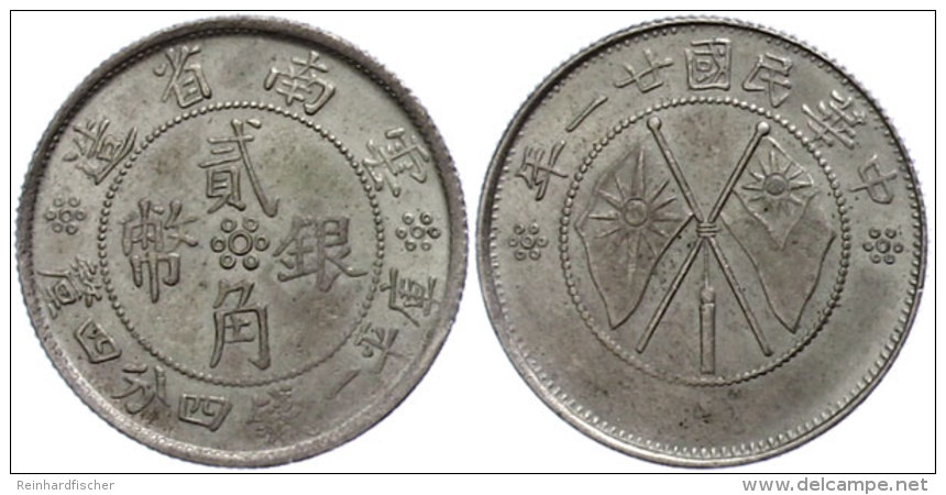 20 Cent, 1932, Provinz Yunnan, KM 491, Ss-vz.  Ss-vz20 Cent, 1932, Country Yunnan, KM 491, Very Fine To... - China