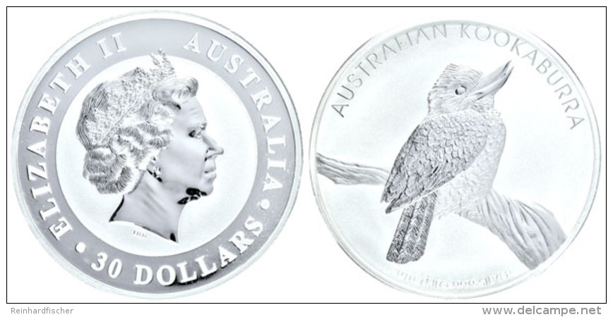 30 Dollars, 1 Kg Silber, 2010, Kookaburra, In Kapsel, St.  St30 Dollars, 1 Kg Silver, 2010, Kookaburra, In... - Other & Unclassified