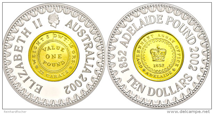 10 Dollars, 2002, Australische M&uuml;nzgeschichte - Pound 1852, KM 661, Sch&ouml;n 683, Im Etui Mit OVP Und... - Other & Unclassified