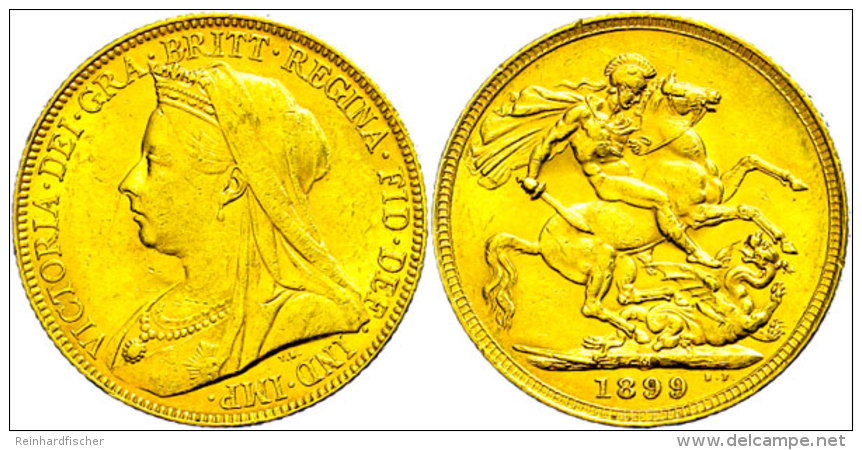 Pound, Gold, 1899, Victoria, Melbourne, Fb. 24, Kl. Rf., Ss+.  Pound, Gold, 1899, Victoria, Melbourne, Fb. 24,... - Other & Unclassified