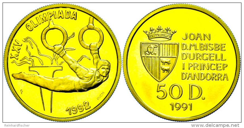50 Diners, Gold, 1991, Ringeturner, KM 70, Auflage Nur 3000 St&uuml;ck, In Kapsel, Mit Zertifikat, PP.  PP50... - Andorra