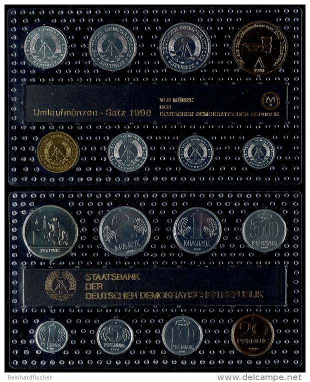 1 Pfennig Bis 2 Mark, 1990, Minisatz, Plutus, In Noppenfolie, St.  St1 Penny Till 2 Mark, 1990, Mini Sentence,... - Mint Sets & Proof Sets