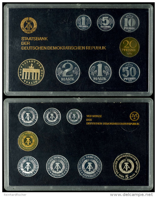 1 Pfennig Bis 5 Mark, 1989, Kursm&uuml;nzensatz, Brandenburger Tor, Auflage Nur 2.300 St&uuml;ck, In Hartplastik,... - Mint Sets & Proof Sets