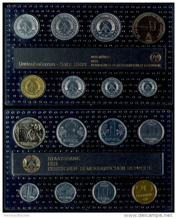 1 Pfennig Bis 2 Mark, 1988, Minisatz, Strecken, In Noppenfolie, St.  St1 Penny Till 2 Mark, 1988, Mini... - Mint Sets & Proof Sets