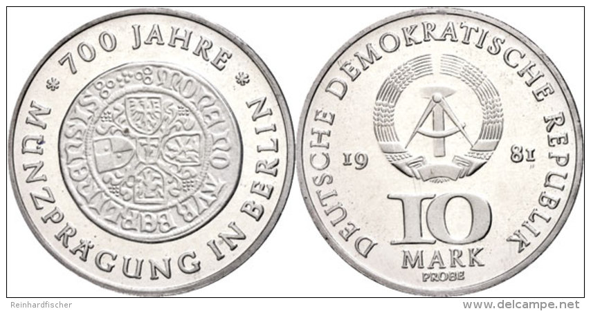 10 Mark, 1981, 700 Jahre M&uuml;nze Berlin, Motivprobe, In Hartplastik Verplombt, PP., Katalog: J. 1582P PP10... - Other & Unclassified