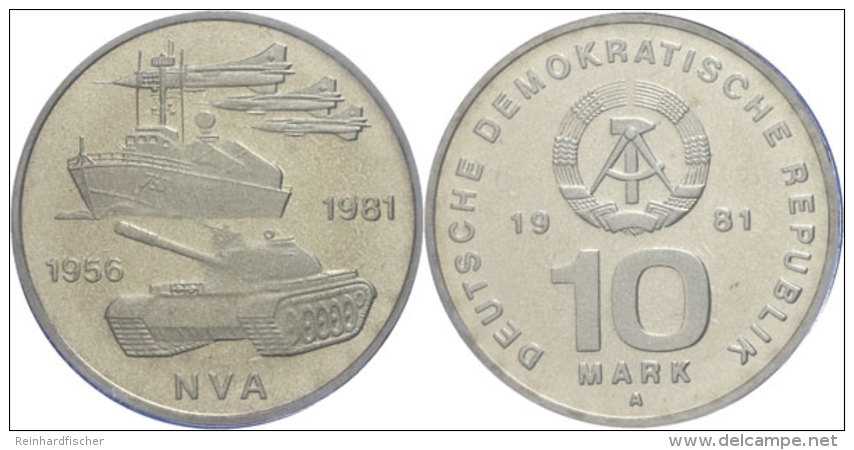 10 Mark, 1981, 25 Jahre NVA, In Hartplastik Verplombt, PP., Katalog: J. 1578 PP10 Mark, 1981, 25 Years NVA, In... - Other & Unclassified