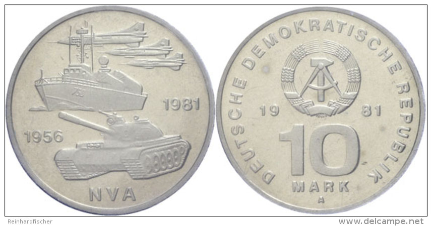 10 Mark, 1981, 25 Jahre NVA, In Hartplastik Verplombt, PP., Katalog: J. 1578 PP10 Mark, 1981, 25 Years NVA, In... - Other & Unclassified