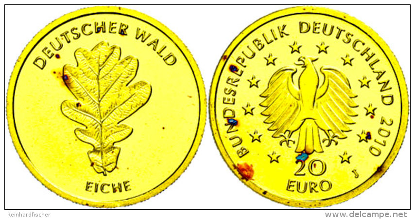 20 Euro, Gold, 2010, Eiche, In Kapsel, Mit Zertifikat, Fleckig, St.  St20 Euro, Gold, 2010, Oak, In Capsule,... - Other & Unclassified