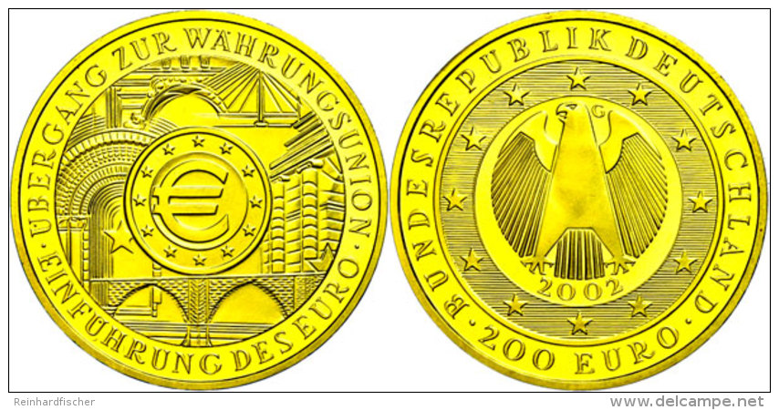 200 Euro, Gold, 2002, G, W&auml;hrungsunion, Mit Zertifikat In Ausgabeschatulle, St., Katalog: J. 494 St200... - Other & Unclassified