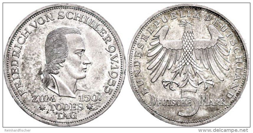 5 Mark, 1955, Schiller, Vz., Katalog: J. 389 Vz5 Mark, 1955, Schiller, Extremley Fine, Catalogue: J. 389 Vz - Other & Unclassified