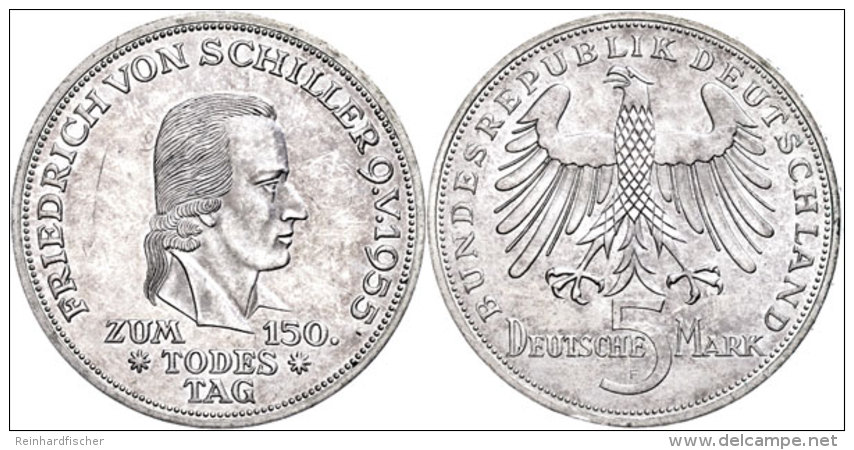 5 Mark, 1955, Schiller, Vz., Katalog: J. 389 Vz5 Mark, 1955, Schiller, Extremley Fine, Catalogue: J. 389 Vz - Other & Unclassified