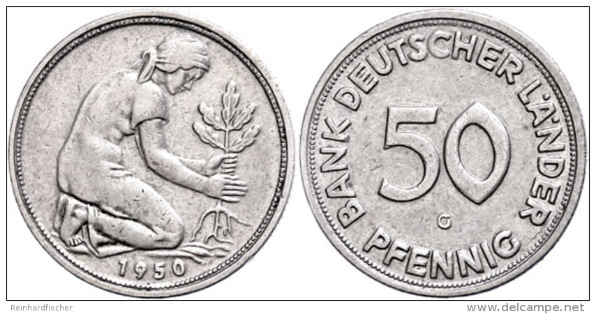 50 Pfennig, 1950 G, BANK DEUTSCHER L&Auml;NDER, Ss., Katalog: J. 379 Ss50 Penny, 1950 G, Bank German Countries,... - Other & Unclassified