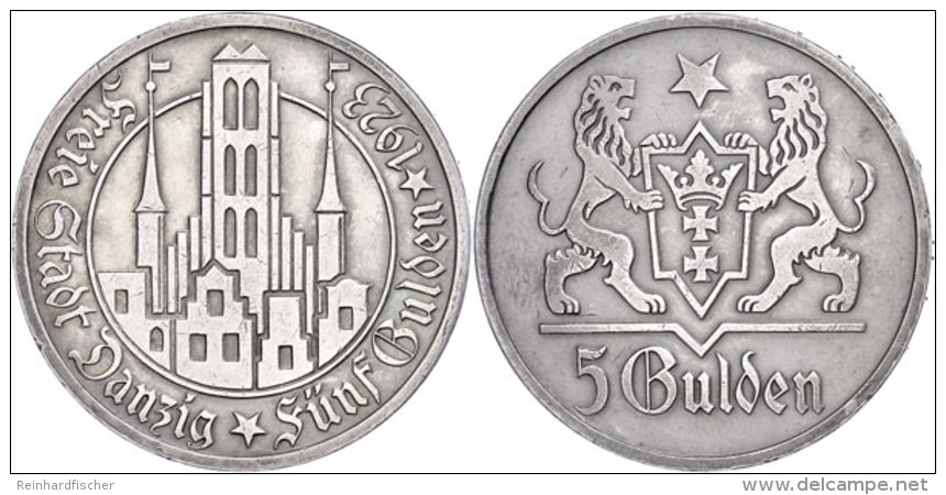 Danzig, 5 Gulden, 1923, Marienkirche, Kl. Rf., Ss-vz., Katalog: J. D 9 Ss-vzGdansk, 5 Guilder, 1923, St.... - Autres & Non Classés