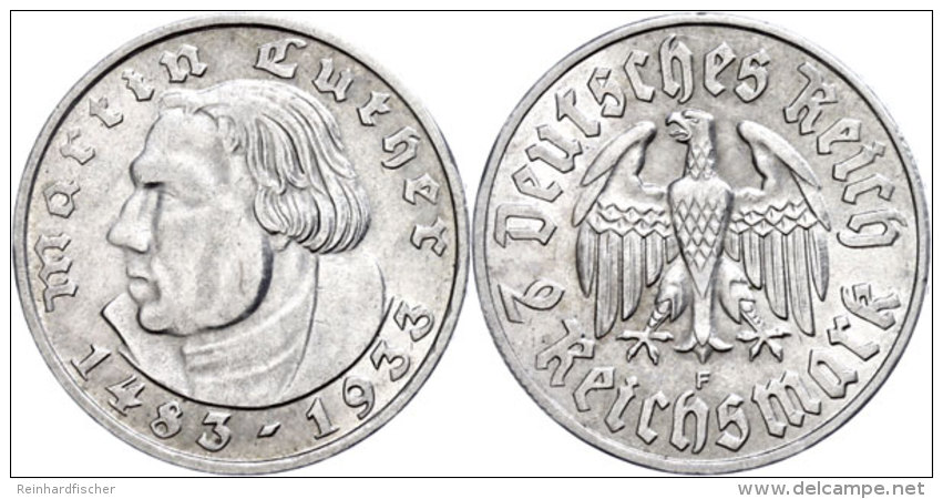 3 Reichsmark, 1933 A, Martin Luther, Win. Kratzer, Ss-vz., Katalog: J. 352 Ss-vz3 Reichmark, 1933 A, Martin... - Other & Unclassified