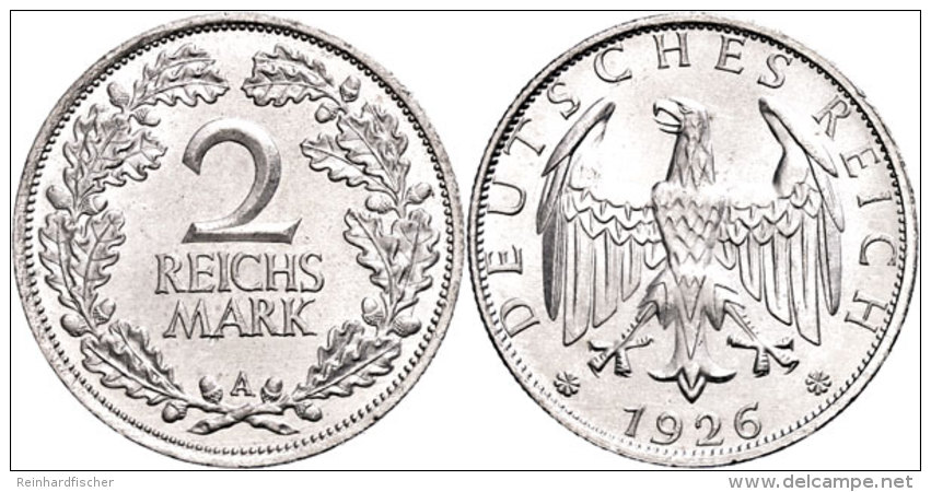 2 Reichsmark, 1926, A, F. St., Katalog: J. 320 2 Reichmark, 1926, A, F. St., Catalogue: J. 320 - Other & Unclassified