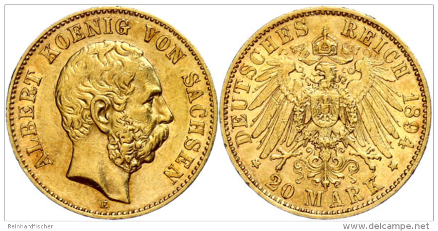 20 Mark, 1894, Albert, Vz., Katalog: J. 264 Vz20 Mark, 1894, Albert, Extremley Fine, Catalogue: J. 264 Vz - Other & Unclassified