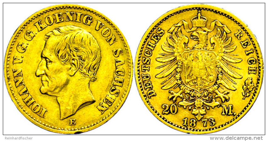 20 Mark, 1873, Johann, Randfehler, Ss-vz., Katalog: J. 259 Ss-vz20 Mark, 1873, Johann, Margin Fault, Very Fine... - Autres & Non Classés