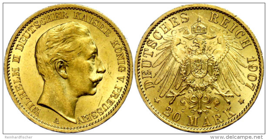 20 Mark, 1907, Wilhelm II., Kleine Randfehler, Vz., Katalog: J. 252 Vz20 Mark, 1907, Wilhelm II., Small Margin... - Other & Unclassified