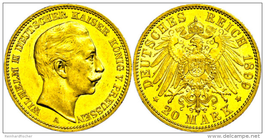 20 Mark, 1899, Wilhelm II., Kratzer Auf Avers, Kl. Rf., Vz-st., Katalog: J. 252 Vz-st20 Mark, 1899, Wilhelm... - Autres & Non Classés