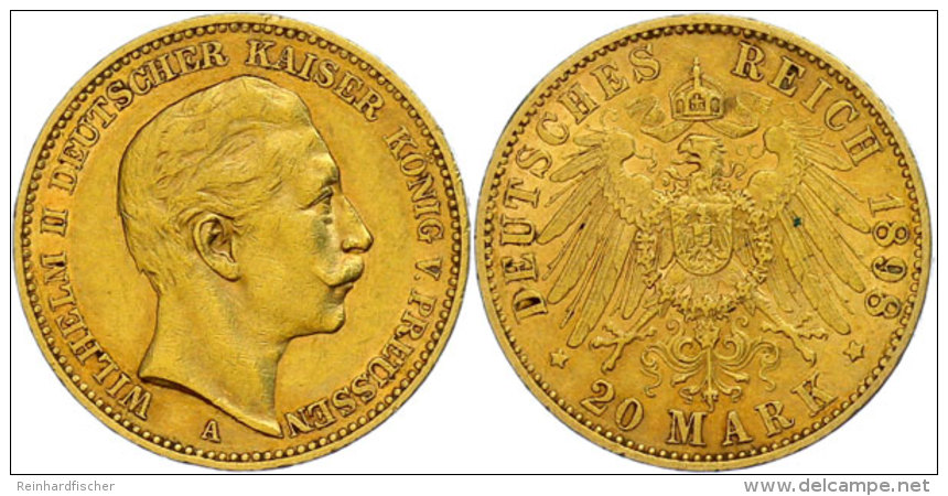 20 Mark, 1898, Wilhelm II., Minimale Randfehler, Ss-vz., Katalog: J. 252 Ss-vz20 Mark, 1898, Wilhelm II.,... - Autres & Non Classés